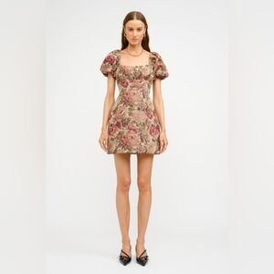 💘 Floral printed jacquard mini dress